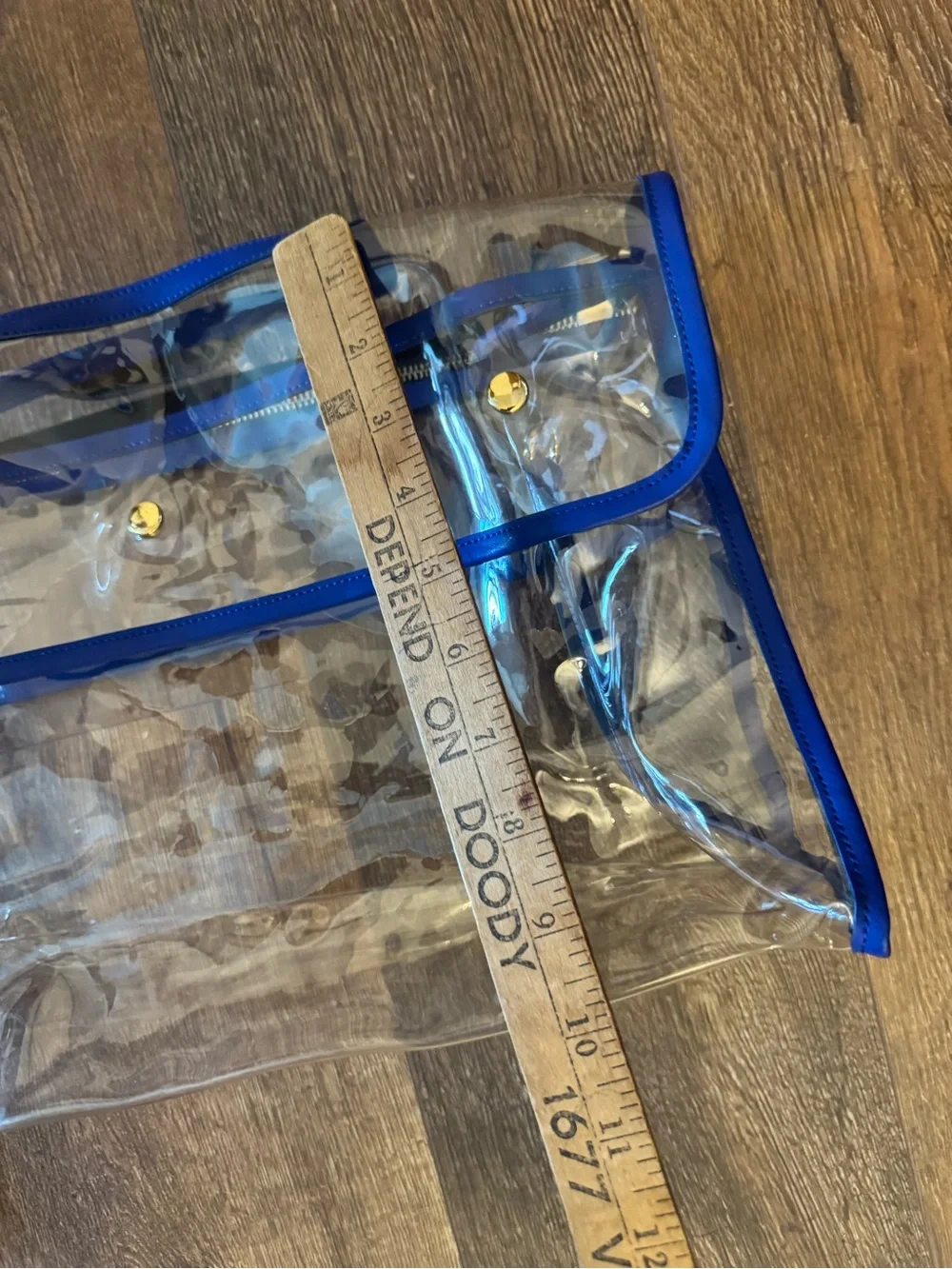 Clear Crossbody Bag with Blue Trim